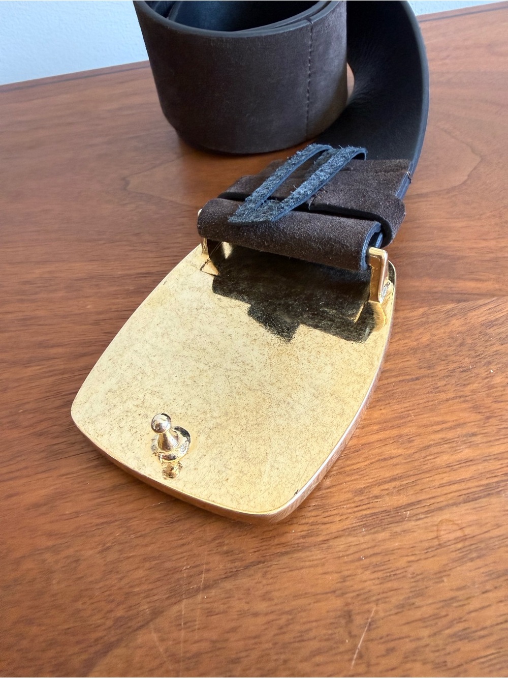 Dorothee Schumacher Western Spirit Rising Sun Big Buckle Belt Brown Size 85 - Picture 6 of 7